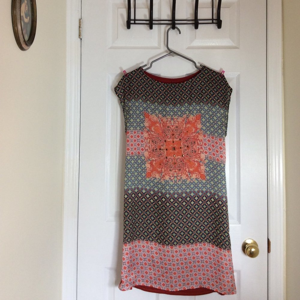 Stretch, silky, size M, artistic pattern